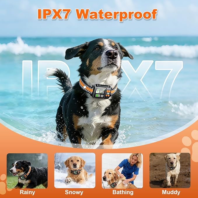 GPS Wireless Dog Fence System, Electric Dog Fence Using GPS Electric Satellite Technology, IPX7 Waterproof Rechargeable Design, GPS Dog Collar Has 2 Modes Circular and Free-Form Fence