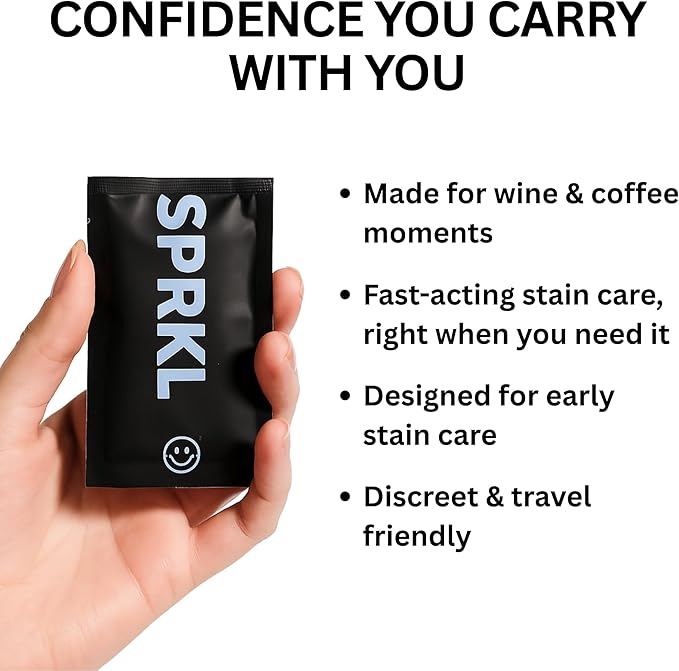 SPRKL Wine Wipes for Teeth – Instant Red Wine Stain Remover, Mint Fresh, 20 Pack Disposable Teeth Wipes