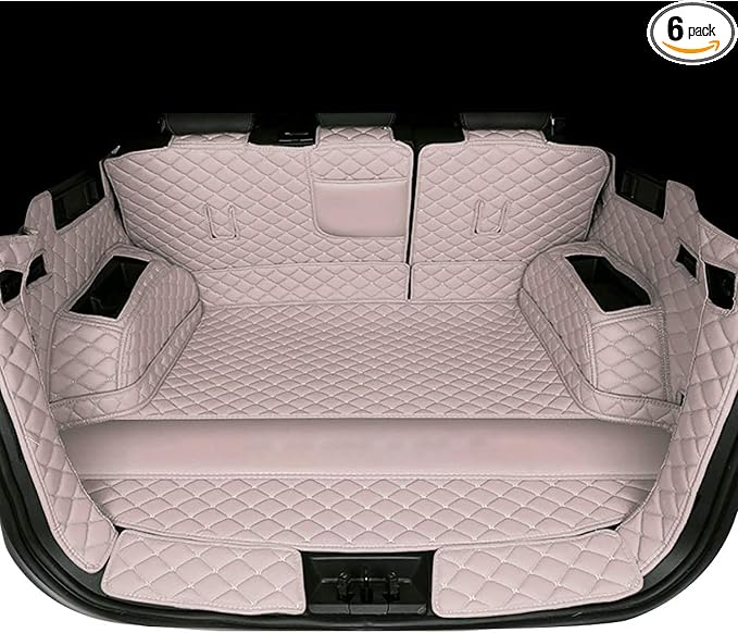 SUV Trunk Mat Compatible with BMW X5 7 Seater 2014-2018 Heavy Duty Back Seat Cover & Rear Cargo Mat & High Side Panel - Beige