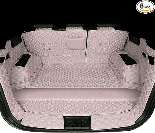 SUV Trunk Mat Compatible with BMW X5 7 Seater 2008-2013 Heavy Duty Back Seat Cover & Rear Cargo Mat & High Side Panel - Beige