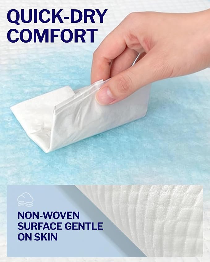 Powools Ultra Thick Bed Pads, 36 x 30 in, 6-Layer, Leak-Proof, 50-Pack | Disposable Adult & Pee Pads for Dogs, Super Absorbent, Quick-Dry, Skin-Friendly, Disposable Changing Pads for Baby