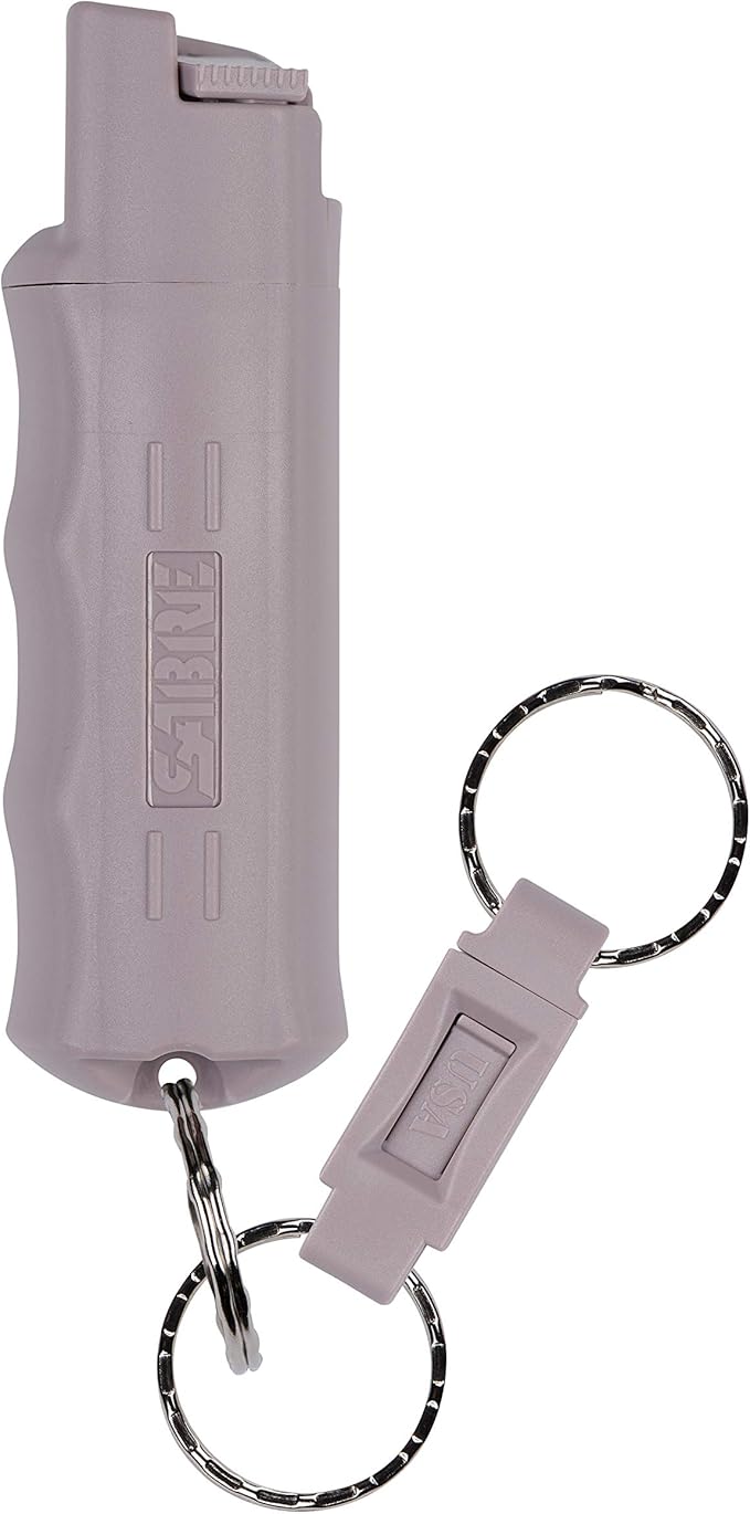 Sabre Pepper Spray - Quick Release Keychain for Easy Carry & Fast Access, Max Police Strength Self Defense OC Spray with UV Dye, 10 Sec. Spray Time, Finger Grip - Faster Aim, 0.54 fl oz,Secure Safety