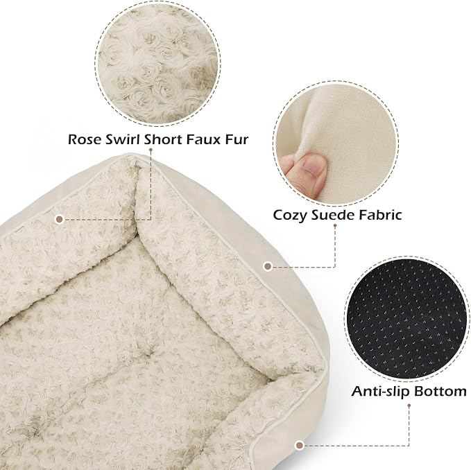 Large Dog Bed Rectangle Washable Orthopedic Soft Calming Sleeping Durable Pet Cuddler with Anti-Slip Bottom