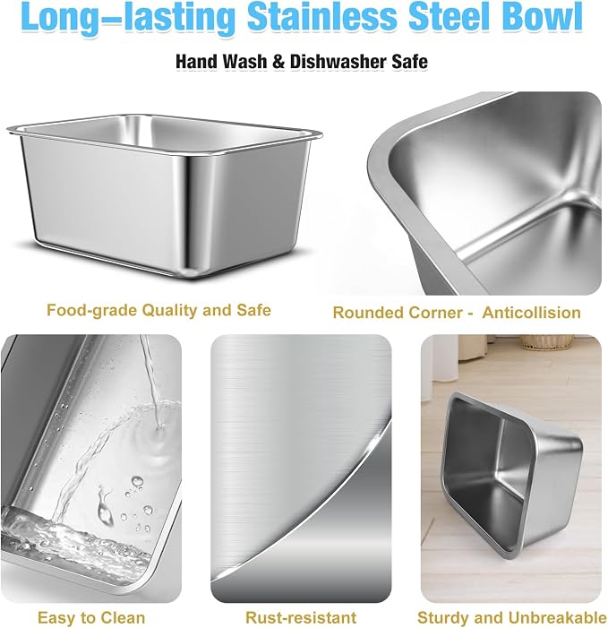 Bobbie & Laxi 10" Elevated Dog Bowl, 0.85 Gal Stainless Steel Bowl | Raised Dog Bowl for Medium Breed, Metal Dog Feeding Station for Relief Joint Pressure, Easy Clean for Indoor & Outdoor Use