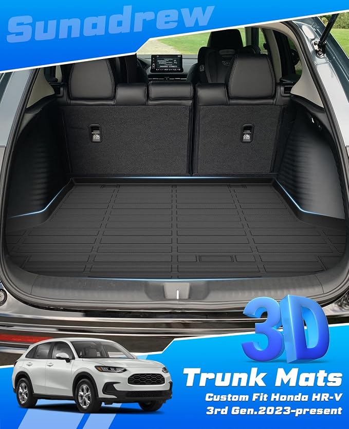 Sunsdrew Trunk Cargo Liner for Honda HR-V 2023-2026 (Included Hybrid), Rear Cargo Mat Trunk Mat for HRV Accessories All Weather Protection TPE Rubber Raised Edge