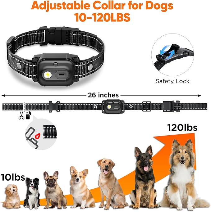Dog Shock Collar 2 Dogs, 3300ft Dog Training Collar with Remote, Real-time Dual-Channel Remote with 3 Training Modes, Beep, Vibration, Safety Shock, Light, Fits 8-120 lbs All Breeds Sizes - Blue