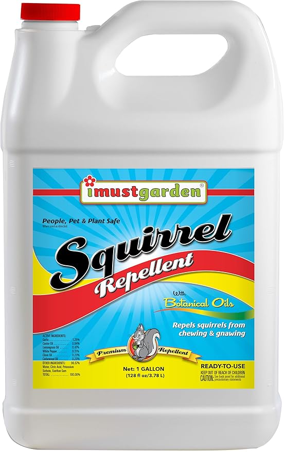 I Must Garden Squirrel Repellent: Protects Vehicles, Plants, Decking, & Furniture – Works on Chipmunks – 1 Gallon Ready to Use Refill