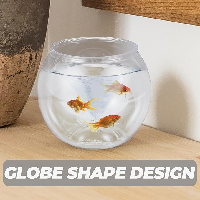 Mipcase Unbreakable Transparent Fish Tank Globe 5.90In Round Plastic Fish Bowl Desktop Aquarium Decor for Home Office Tabletop