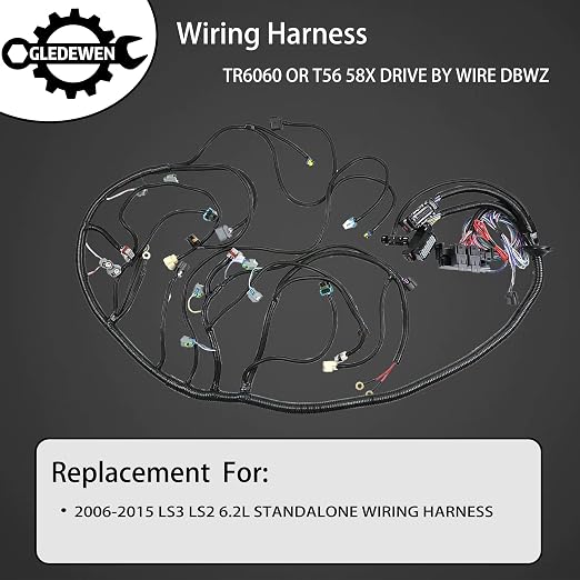 Standalone Wiring Harness 6.2 L, LS Swap, Fits 06-15 LS3 LS2 Vortec Engine | TR6060 T56 58X DBWZ, Stand Alone Wiring Harness, LS Wire Harness, Drive by Wire Throttle Body