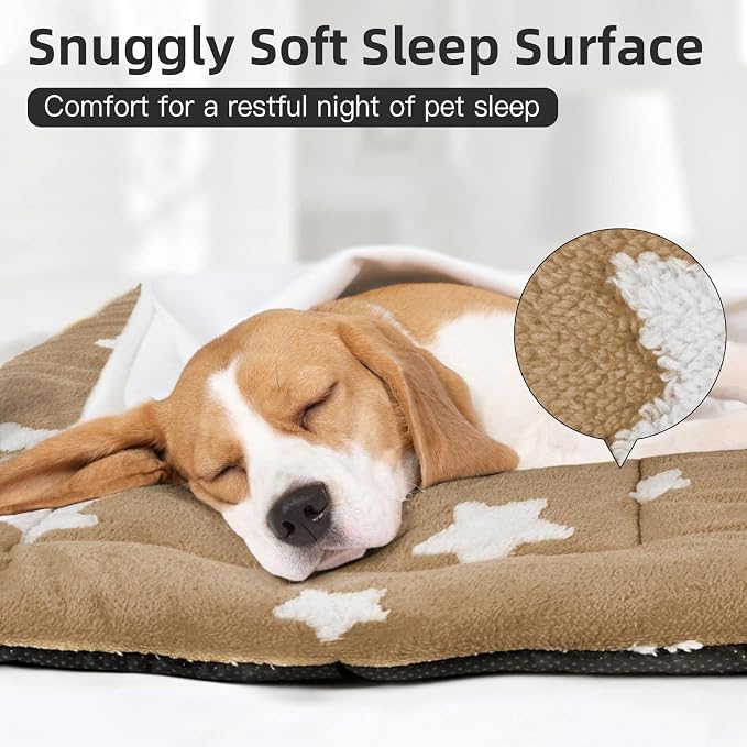 Mora Pets Dog Crate Pad Washable Dog Bed for Crate Flat Cat Pet Kennel Mat | Ultra Soft Dog Bed Mat, Crate Pad for Dog Cages Cozy Sleeping Liner, Pet Pillow Cushion Large Puppy Bed Anti Slip Brown 36x23