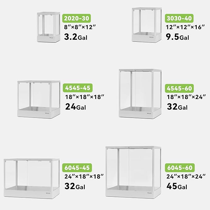 Reptile Terrarium 18"x18"x24" 32 Gallon,Aluminum Frame,Full Glass Tank Enclosure for Small Reptiles, Geckos, Frogs, Lizards, Snakes, Spiders, Turtles, Vertical Rainforest Habitat
