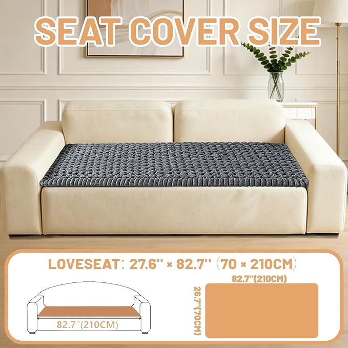Waterproof Couch Cover for Dogs Washable,Nonslip Fuzzy Durable Pet Friendly | Soft Slipcovers for 3 Cushion Sofa Cover,Plush Thick Protector Fits Mat Bed Leather & Fabric Couches (Grey 27.6"x82.7")