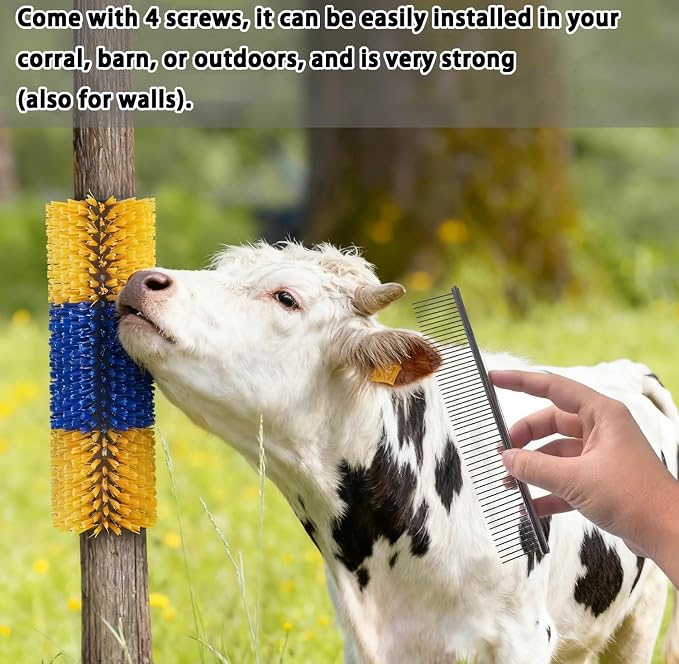 2/4PCS Livestock Massage Brush, Horse Cow Goat Pet GroomingTools | Durable livestock massage brush with 8 screws, ideal for horses, cows and goats grooming, cleaning