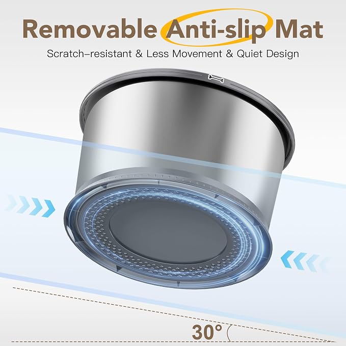 6.5L Stainless Steel Dog Water Bowl, No Spill Water Bowl for Dogs | Large Capacity, Slow Drinking Feeder, Splash Proof, With Anti-Slip Mat, Dishwasher Safe, Sturdy, Suitable for Mess Drinkers