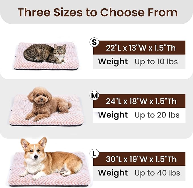 Mora Pets Cat Bed for Indoor Cats & Small Dogs Washable Flat Cat Bed Mat Soft Fluffy Dog Crate Kennel Carrier Pad with Anti-Slip Bottom for Pet Cage Travel Sleeping Chevron Pink 22 x 13