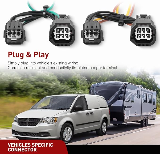 Nilight 4 Pin Trailer Wiring Harness Kit 56331 Simple Fit Tow Hitch | for 2011 2012 2013 2014 2015 2016 2017 2018 2019 2020 Dodge Grand Caravan Chrysler Town & Country Ram C/V