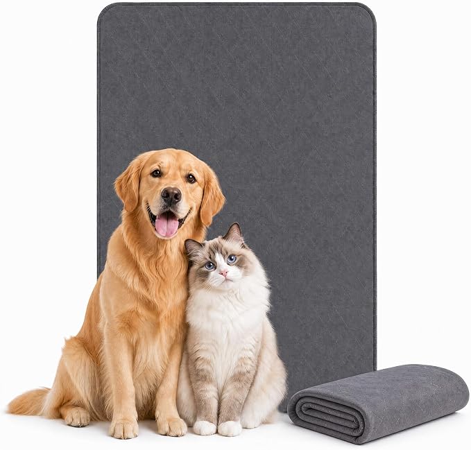 CoolShields Washable Pee Pads for Dogs, 34'' x 52'', Grey, 1 Pack | Ultra-Absorbent Reusable Waterproof Puppy Pad for Crates, Playpens, Carpets, and Floors—Ideal for Dogs, Cats, and Small Pets