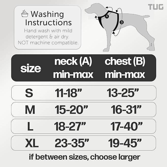 TUG No-Pull Dog Harness, 2 Leash Clips + Padded Handle (XL, Cream) | Water-Resistant Padded Interior | No-Pull Front Clip | Padded Back Handle | Adjustable Straps
