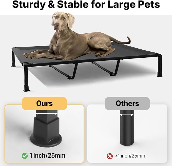 Veehoo Elevated Dog Bed with Fluffy Plush Bolster Cushion, Dog Couch Bed | Cooling Raised Dog Bed for Large Dogs, Washable Orthopedic Pet Cot with Removable Mat, Breathable Mesh, Non-Slip, 59", Grey