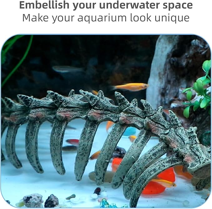relaqcc Aquarium Skull Animal Skeletons, Reptile Tank Accessories, Fish Tank Decorations for Amphibians, Betta Fish, Shrimp, Hermit Crab, Leopard Gecko