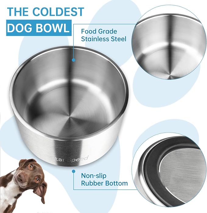 StarSpeed 200oz Extra Large Insulated Stainless Steel Dog Bowls(Silver | Insulated Dog Bowl,Non-BPA Dog Water Bowl,Drop Resistant,Non-Slip Rubber Bottom,Heavy-Duty