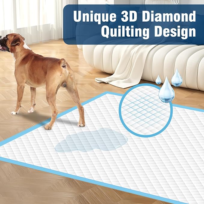 VJJ Dog Pads 100 Pack 30"x35", Dog Pads Extra Large for Pets, Disposable Large Pee Pads for Doggy & Puppy Training Pads, Piddle Pads for Indoor, Outdoor Use