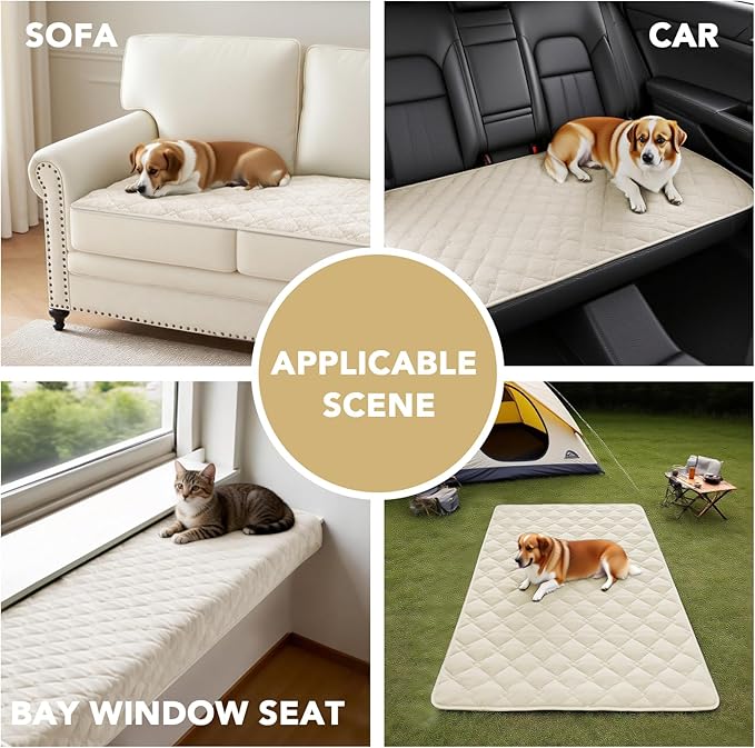 H.VERSAILTEX Chenille Couch Cover for Dogs Washable Soft Fuzzy Chair Covers for Living Room Sectional Sofa Cover Thick Pet Couch Cover Protector Non-Slip Dog Bed Cover(Ivory, 28" x 34")