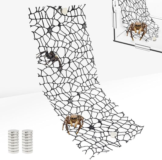 6 Pack Tarantula Enclosure Accessories Jumping Spider Habitat Accessories with 16pcs Magnets Spider Terrarium Decoration Praying Mantis Habitat Jumping Spider Climbing Mesh (Black)
