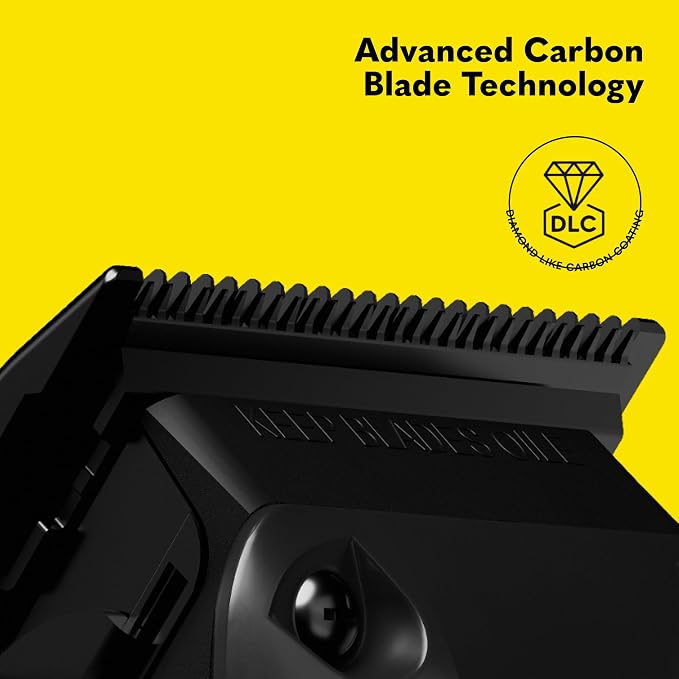 The Beard Club Pro Beard Trimmer for Men - Professional Men's Hair Trimmer for Barbers - Electric Cordless Rechargeable High Power 13,000 RPM - 10 Guides - Taper Lever - Diamond Like Carbon Blades