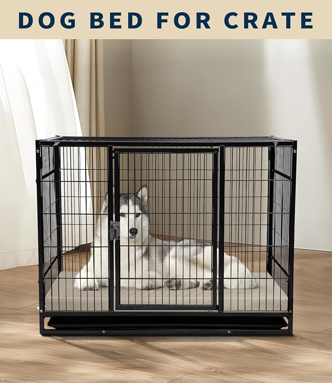 Waterproof Leather Dog Bed Crate Pad, Durable Brown Pet Mattress for Medium Dogs Pet Beds with Wipeable Covers, Easy to Clean Washable Mat for Cage