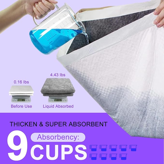 Boscute Lavender Scented Thicken 6 Layers Heavy Absorbent 30"x36" Pet Training Dog Pee Pads, Extra Large Polymer Leak-Proof Quick Dry Puppy Pee Pads, Disposable Pee Pads for Dogs Cats Rabbit 150Counts | Heavy Absorbent up to 7 Cups, Quick Dry, for Dogs...