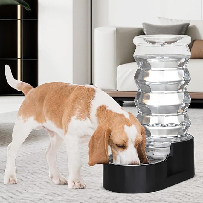 RIZZARI Distributeur d'eau pour chien : 8L à gravité en acier inoxydable noir avec triple filtre - Anti-débordement - Facile à nettoyer - Pour les propriétaires de chiens énergiques - Familles multi-animaux - Jardin - Balcon