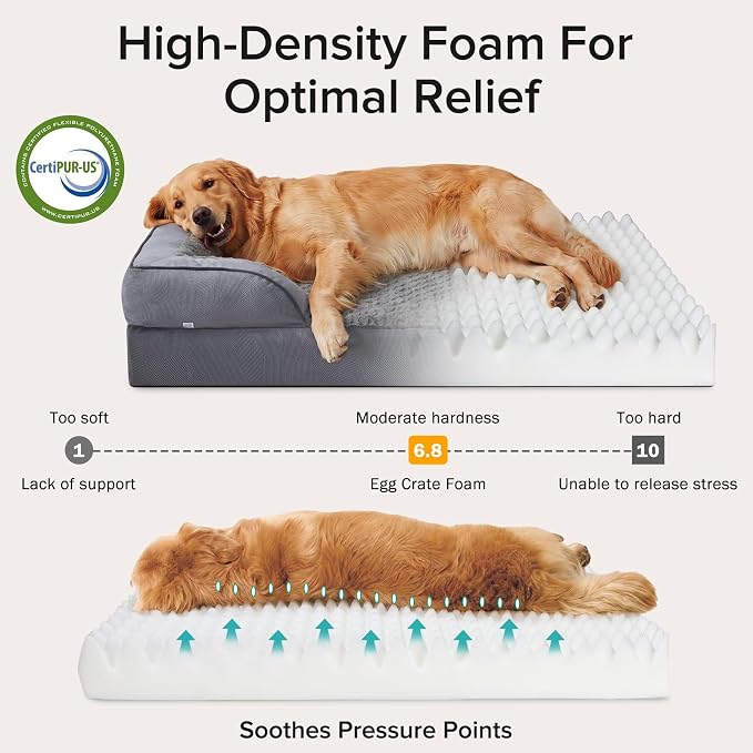 Orthopedic Dog Bed Medium Size Dog, Waterproof Egg-Crate Foam Couch with Washable Removable Cover, Waterproof Lining and Nonskid Bottom