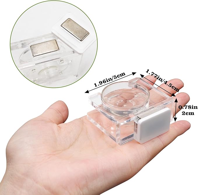 Jumping Spider Feeding Dish, Transparent Acrylic Magnetic Tiny Tarantula Food Bowl Water Dish, Enclosure Feeder Accessories for Jumping Spider Tarantula Small Spider - 2 × 1.8 Inch