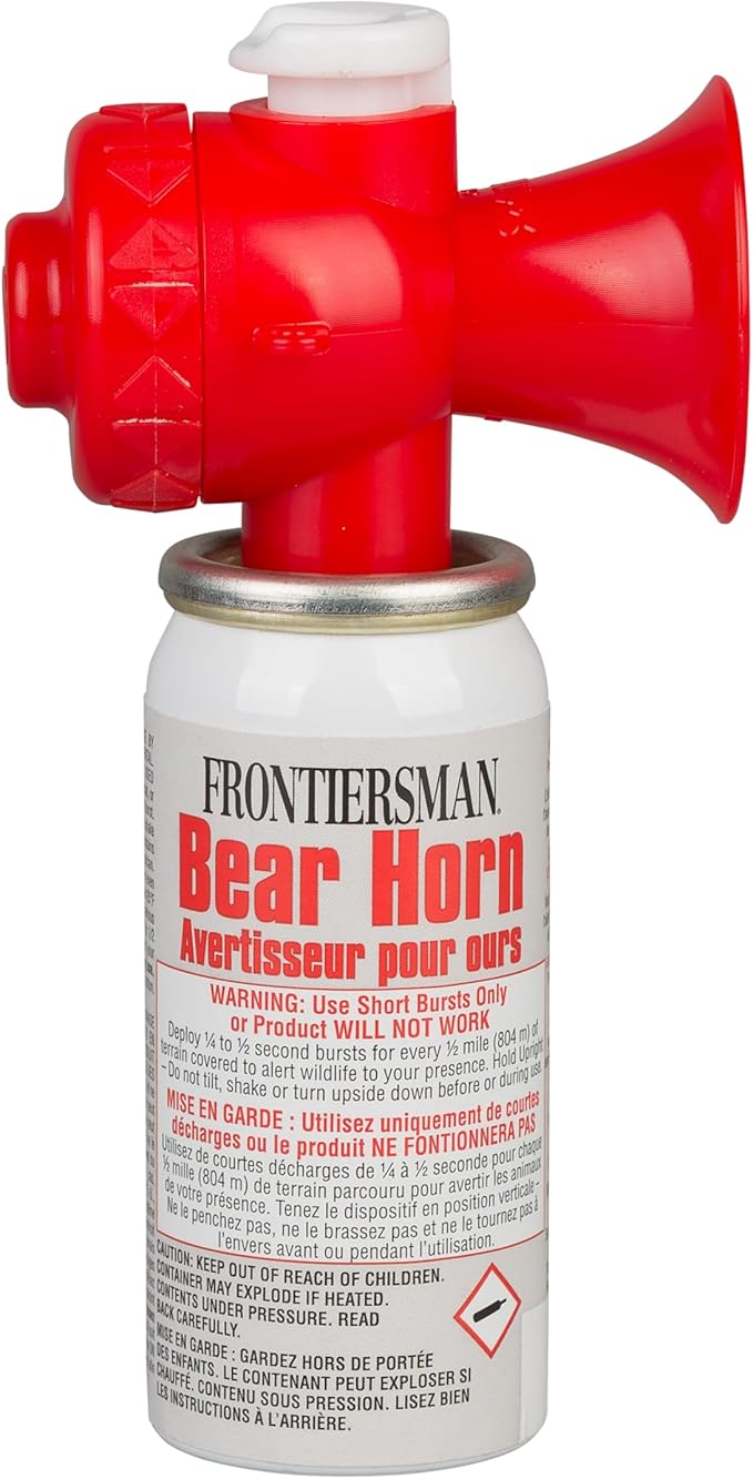 SABRE Frontiersman Bear Horn, Extremely Loud 130dB Sound Heard Up to ½ Mile (805 m) Away, 60 1/4-Second Bursts, Warn Bears & Give Them a Chance to Leave, On/Off Feature, Compact Size for Easy Carry