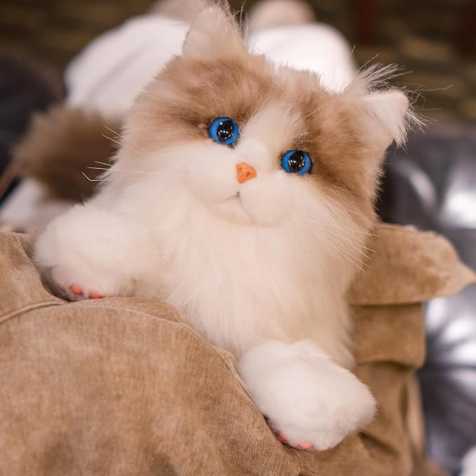 Chongker Stuffed Animals Handmade Realistic Cat Plush Toy for Elderly Adults Women Kids Cat Pet Lover Surprise Gifts