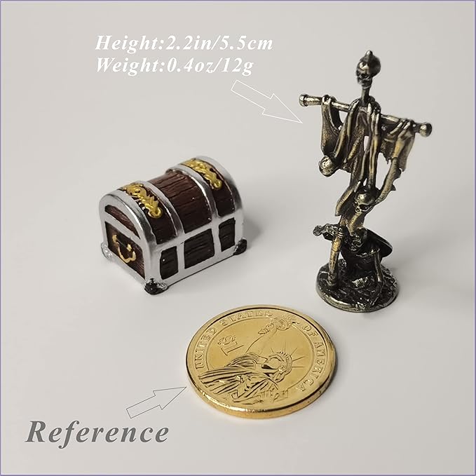 Aquarium Fish Tank Decorations, Decor Accessories Set for Glofish/Betta Fish Bowl, Small Landscape Ornaments for Guppy Fishtank, Figurines of Undead Pirates at the Bottom of the Caribbean, Cupronickel