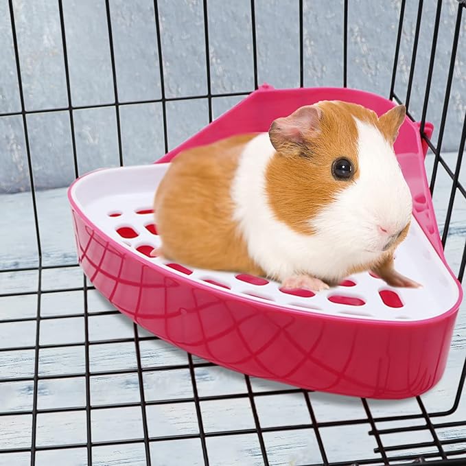 Litewoo Rabbit Litter Box Toilet Bunny Corner Litter Pan Pet Toilet Potty for Guinea Pigs Hamster Chinchilla Ferret Rabbit Small Animal (Pink)