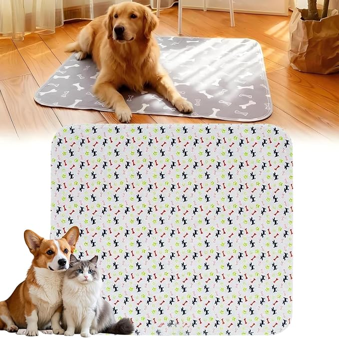 Pee Pads with Pheromones, Elite Pads for Cats, Washable Pee Pads for Dogs, Leak-Proof & Anti-Slip Pet Training Pad for Home & Travel(White, M: 23.6" × 15.7")