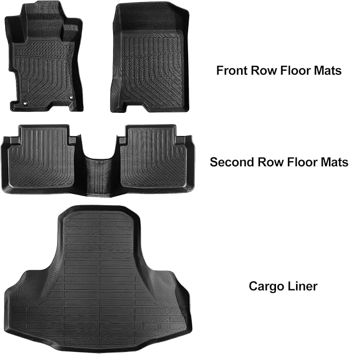 Floor Mats & Trunk Mat Fit for 2008-2012 Honda Accord（Only for Sedan,All Weather Protection TPE, Anti-Slip Floor Mats & Cargo Liner for 2008-2012 Honda Accord Accessories