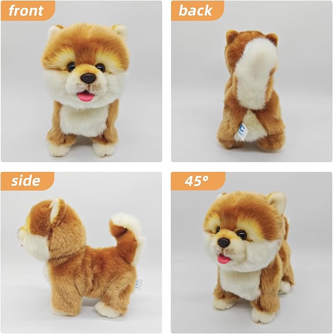 CU-MATE Plush Interactive Simulation Dog-Realistic Puppy Electronic Toy Dog Cat with Walking/Barking/Wagging Tail/Talking-Like Real Robotic Present (Electric Akita)