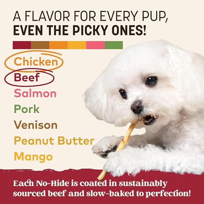 Earth Animal No Hide Stix - Rawhide Free Dog Chews 40 Count Chicken & Beef | Small Sticks Chicken & Beef Flavored Natural Rawhide Free Long Lasting Dog Chews - Pet Treats for Small Dogs and Cats