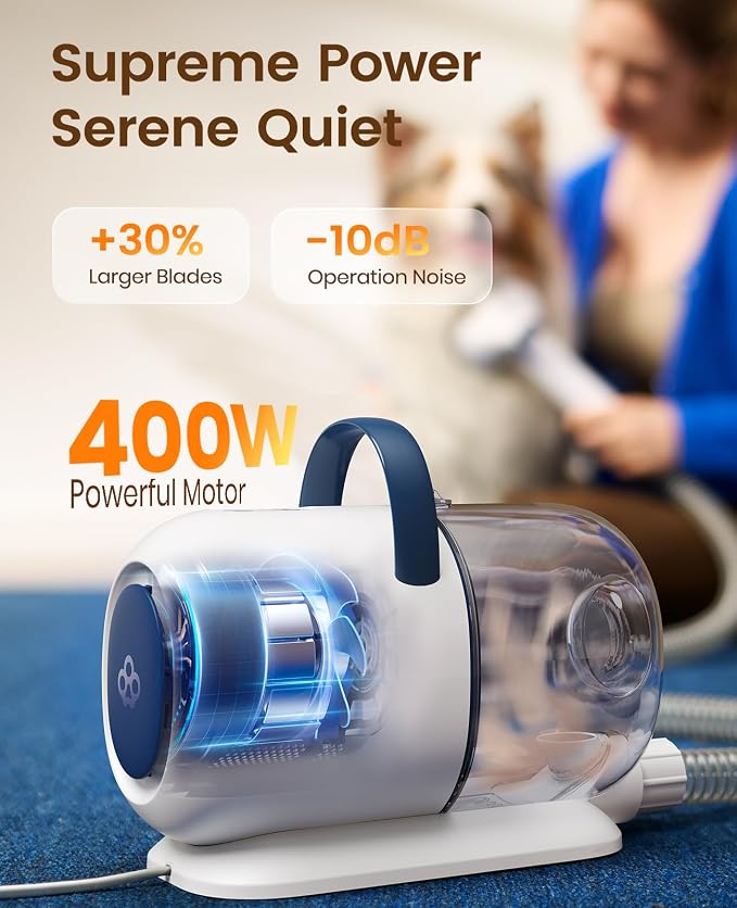 oneisall Dog Grooming Vacuum - 15000Pa Suction, Captures 99% Pet Hair to Reduce Shedding, Dog Grooming Clippers & Quiet Brush (≤59dB) with 4 Accessories, 2L Dust Canister for Home Cleaning | 15000Pa Suction Power, Dog Grooming Kit, Low Noise≤59dB, Clip...