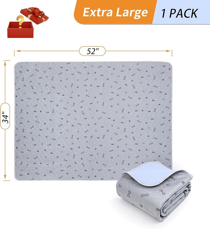 Pee Pads for Dogs Washable, Absorbent,34x52 Reusable Puppy Pads | Waterproof, Non-slip, dog Mats for Potty Training, Playpen, Crate, Senior Dog Incontinence, Housebreaking
