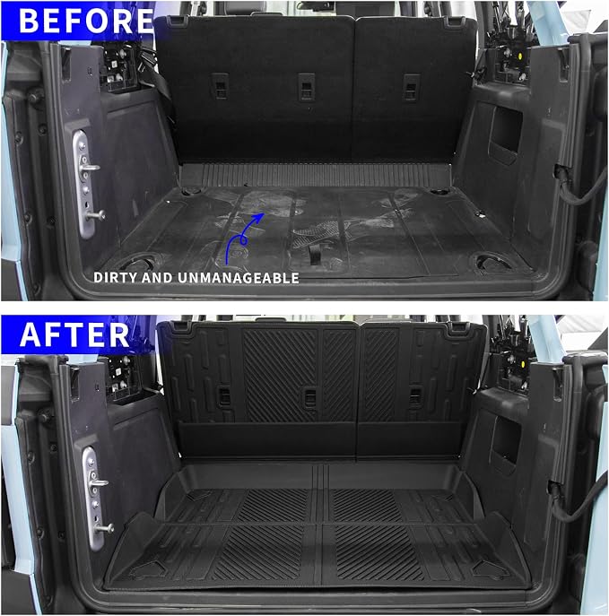 Rongtaod Floor Mats Compatible with 2021-2025 2026 Ford Bronco 4 Door Trunk Mat Cargo Mat Cargo Liner All Weather Back Seat Cover Protector 2025 Bronco Accessories (Set of 9 Mats)