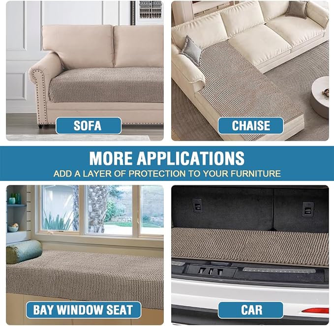 H.VERSAILTEX Plush Chenille Couch Protector Dog Bed Cover Thick Soft Loveseat Cover for 2 Cushion Couch Anti Slip Couch Cover Furniture Protector for Dog, Pet, Cat (35" x 62", Taupe)