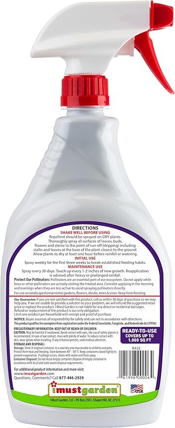 I Must Garden Répulsif Lapin : Spray anti-lapin à la menthe pour plantes et pelouses – 946 ml prêt à l'emploi