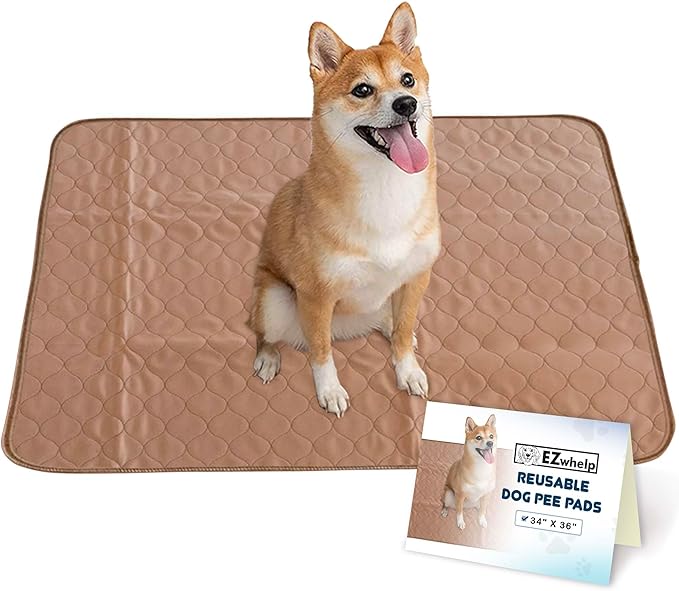 Reusable Dog Pee Pads, Washable Waterproof Mat 34x36 in, 2 Pack | 34x36 washable waterproof pee pads with rounded corners, reusable laminated puppy pads for potty training, 2-pack
