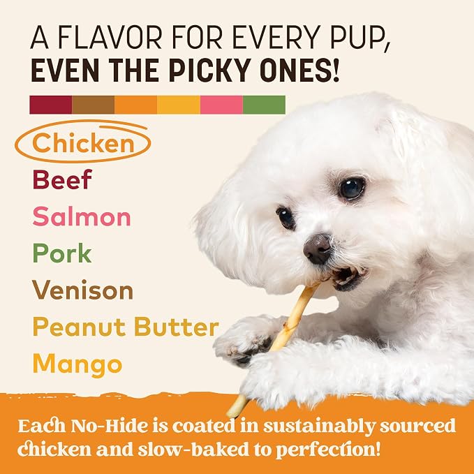 Earth Animal No Hide Stix - Rawhide Free Dog Chews Sticks 40 Count Chicken | Small Sticks Chicken Flavored Natural Rawhide Free Long Lasting Dog Chews - Pet Treats for Small Dogs and Cats