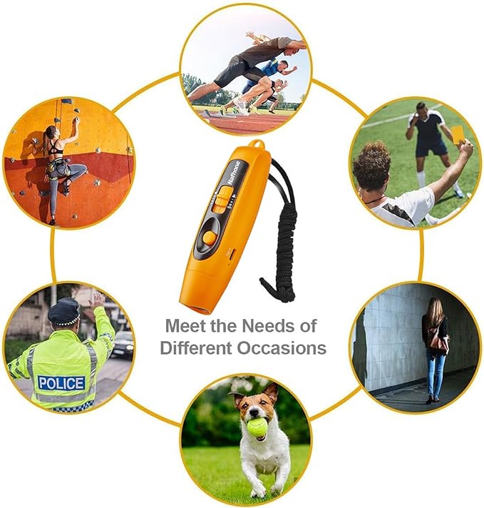 Rechargeable Bear Horn to Scare Bears, 125dB Electronic Air Horn with LED Flashlight & Compass & Thermometer, Electronic Whistle Bear Bells for Safety Hiking Camping Emergency Self Defense